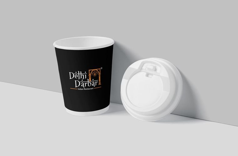 Branded takeaway cup for Delhi Darbar