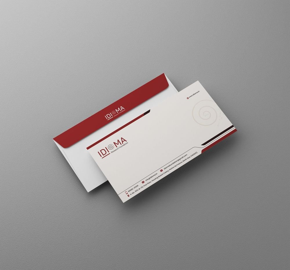 Envelope design for Idioma Research Foundation