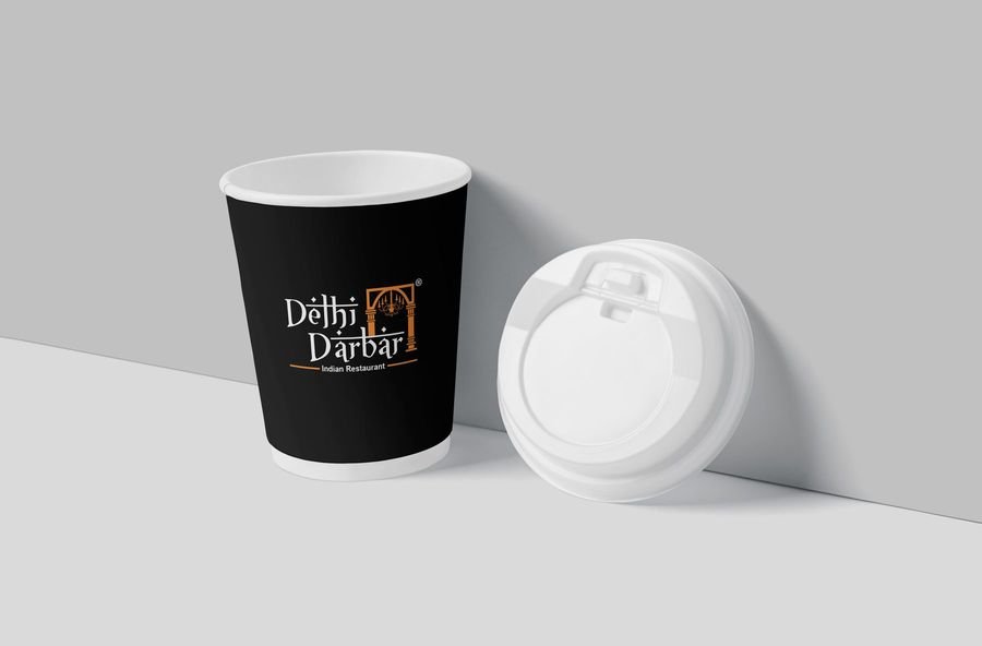 Branded takeaway cup for Delhi Darbar