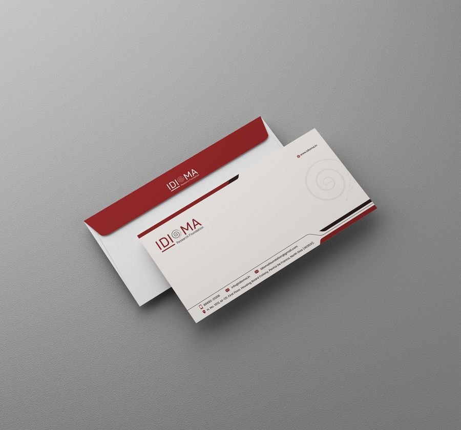 Envelope design for Idioma Research Foundation