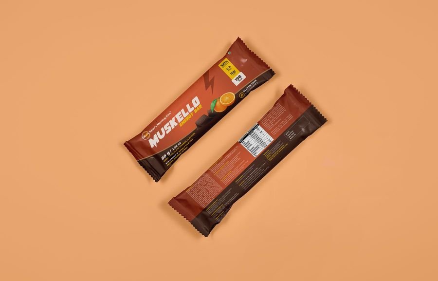Dark chocolate orange bar wrapper for Muskello