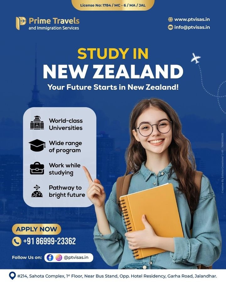Study abroad campaign post for Prime Travels and Immigration Services
