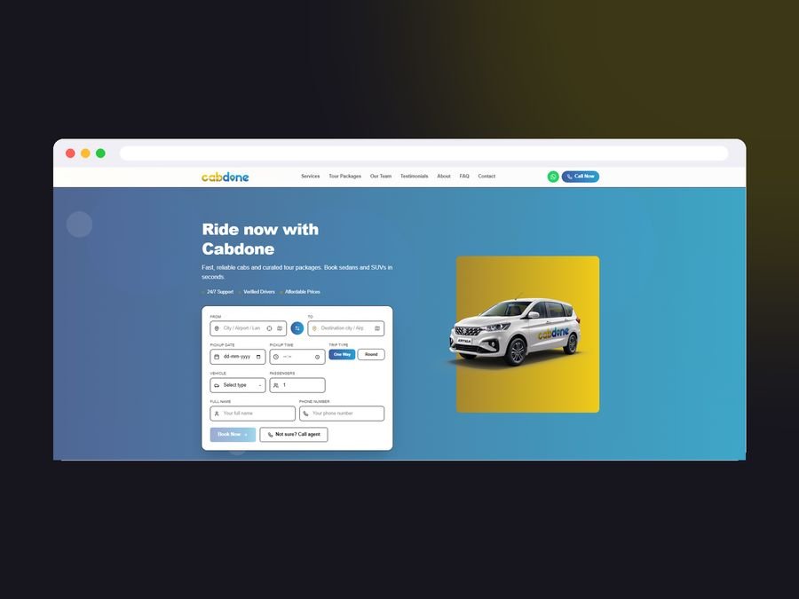 Cab booking website for Cabdone