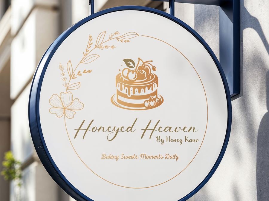 Bakery logo and signboard for Honeyed Heaven