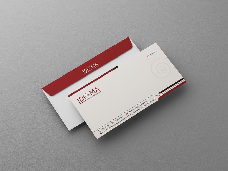 Envelope design for Idioma Research Foundation